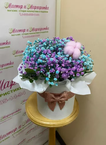 Шляпная коробка «Индиго» от интернет-магазина цветов в 